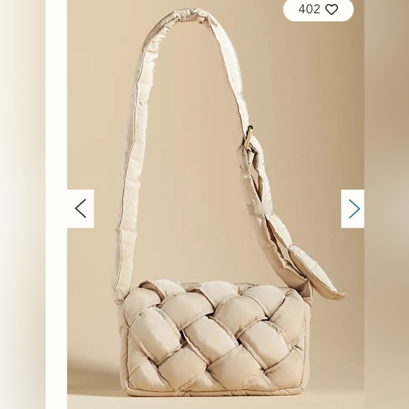Anthropologie Handbags - The Lark Puffy Woven Crossbody Bag light weight Sand Cream color